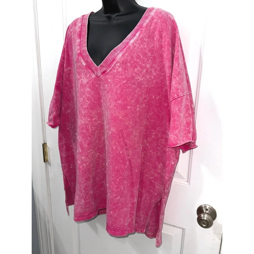 Jess Lea Pink Acid Wash Oversized Tee - Picture 4 of 7